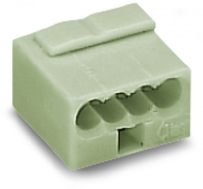 Borne micro pour boite de d�rivation - Wago - 0.6 � 0.8 mm� - 4 conducteurs - Gris clair