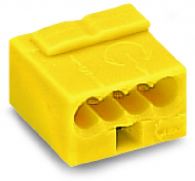 Borne micro pour boite de d�rivation - Wago - 0.6 � 0.8 mm� - 4 conducteurs - Jaune