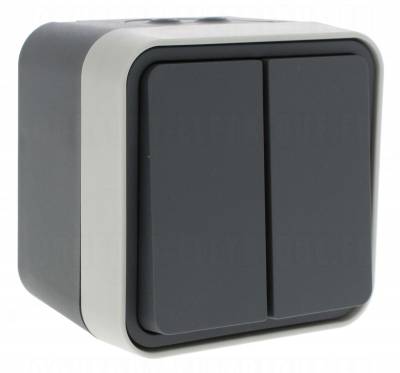 Bouton poussoir double NO-NF 10A Hager Cubyko saillie complet gris