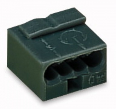 Borne micro pour boite de d�rivation - Wago - 0.6 � 0.8 mm� - 4 conducteurs - Gris fonc�
