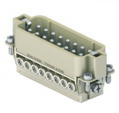 Insert m�le - A visser - 16P+T - 16A - 250V - Gabarit 66.16 - Num�rot� de 17 � 32 - ILME CDAM16N