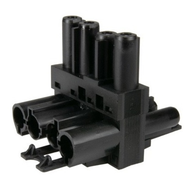 Distributeur en T - 4 P�les - 1 Entr�e - 2 Sorties - Noir - Bizline 300040