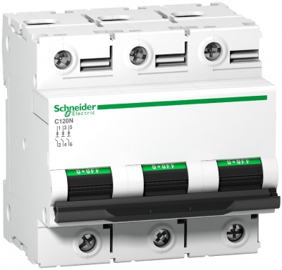 Disjoncteur Schneider - C120N - 3 P�les - 100 amp�res - Courbe D - Schneider electric A9N18388
