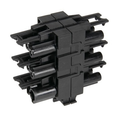 Distributeur en H - 3 P�les - 1 Entr�e - 5 Sorties - Noir - Bizline 300043