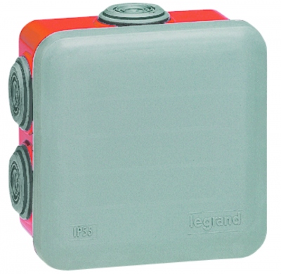 Boite de d�rivation �tanche 100 x 100 x 55 mm Legrand Plexo gris et rouge