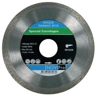 Disque diamant - Jante continue lisse - Pour carrelage - Diam�tre 125 mm - Novipro 70184623919