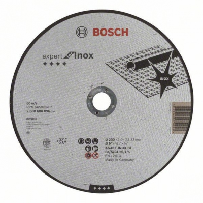 Disque  tronconner - A moyeu plat - Expert For Inox AS 46 T INOX - 230 mm - 2.0 mm - Bosch 2608600096