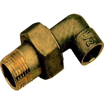 Coude union en laiton - M�le - 22 mm � souder vers 20 x 27 � visser - Sachet de 2