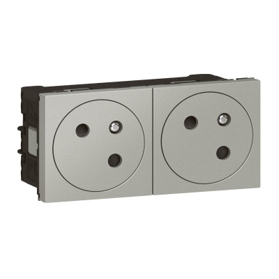 Prise de courant - 2 x 2P+T - Alu - Surface - Legrand 079272L