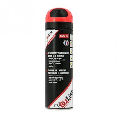 Traceur de chantier - 500 Ml - Rouge fluo - Bizline 740111