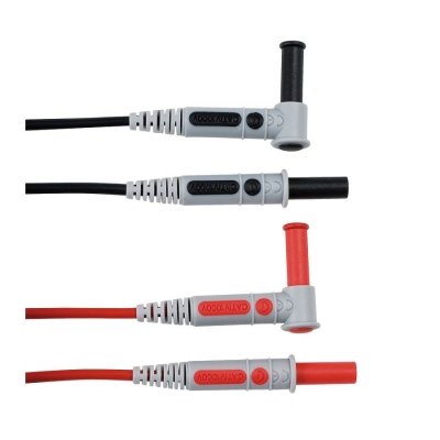 Jeu de 2 cordons m�les droits en PVC rouge et noir surmoul�s Chauvin Arnoux