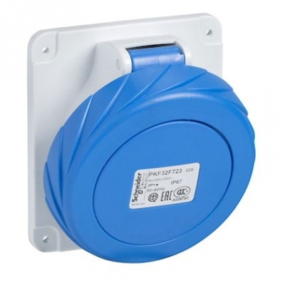 Socle de prise invers�e - PratiKa - 32A - IP67 - 220V - 2P+T - Schneider electric PKF32F723