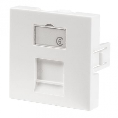 Plastron droit - 1 port - 45 x 45 - Avec volet - Sans connecteur - GigaM�dia PL45DS
