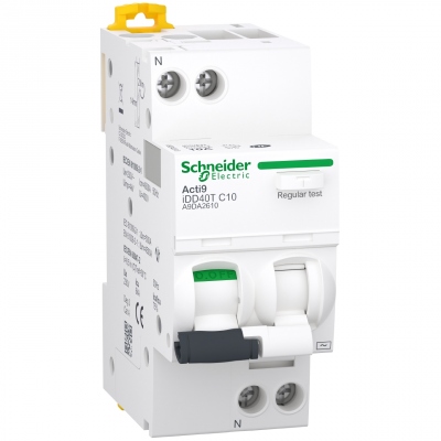 Disjoncteur diff�rentiel - IDD40T - 1P+N - 10A - Courbe C - 30 mA - Type AC - 6 kA - Schneider Electric A9DA2610