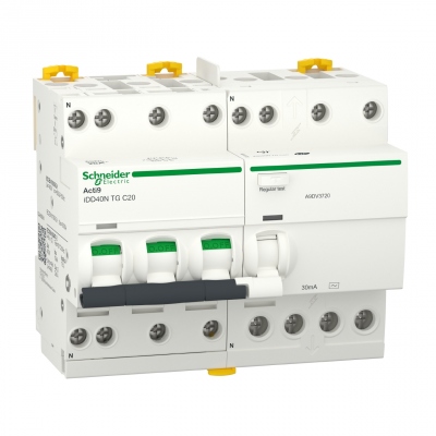 Disjoncteur diff�rentiel - IDD40N - 3P+N - 20A - Courbe C - 30 mA - Type AC - 10 kA - Schneider Electric A9DA3720