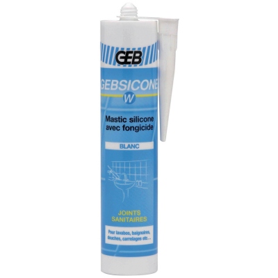 Mastic silicone d'tanchit sanitaire Geb GEBSICONE W - Cartouche de 310 ml - Blanc