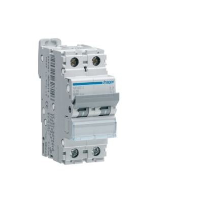 Disjoncteur Hager - 2 P�les - 63A - 6kA - Courbe C - Vis / Vis