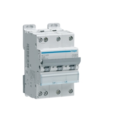 Disjoncteur Hager - 3 P�les + Neutre - 20A - 6kA - Courbe C - Vis / Vis
