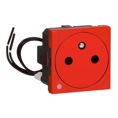 Prise de courant - 2P+T - Surface - A voyant - Rouge - Antimicrobien - Legrand 077126L