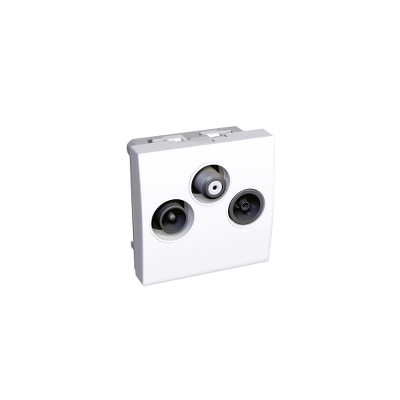 Prise T�l�vision + Radio FM + Satellite - Passage - Blanc Polaire - Schneider Altira