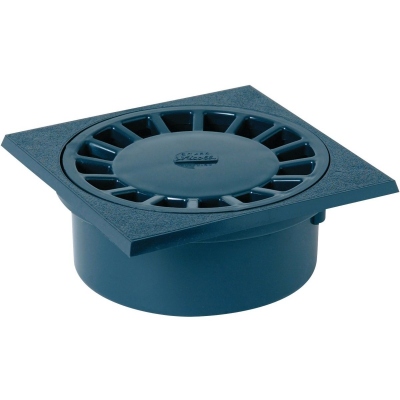 Siphon de Cour - 150 x 150 mm - A embo�ture incorpor�e - Sortie Verticale - Nicoll SC456 - Gris Fonc�