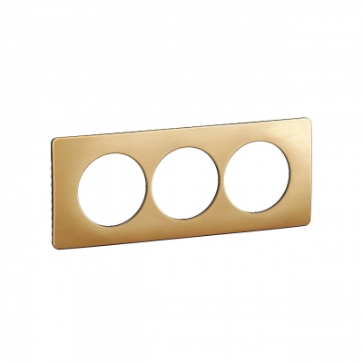 Plaque de finition - 3 Postes - Entraxe 57 mm - Laiton satin� - Legrand C�liane CP1207