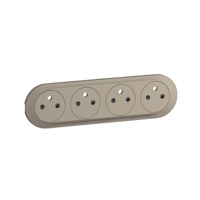 Enjoliveur - Pour prise pr�c�bl�e 4 x 2P+T - Surface - Titane - Legrand C�liane CT0114