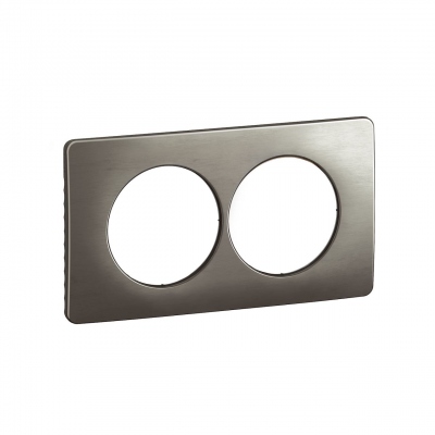 Plaque de finition - 2 Postes - Entraxe 57 mm - Acier satin� - Legrand C�liane CP1806