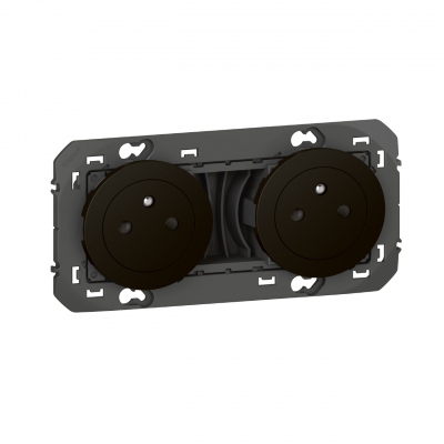 Prise de courant - 2 x 2P+T - Pr�c�bl�es - Noir - Legrand Dooxie 600532