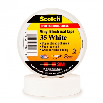 Ruban adh�sif vinyle - 3M Scotch 35 - Blanc - 19 mm x 20 M�tres - 3M 80049