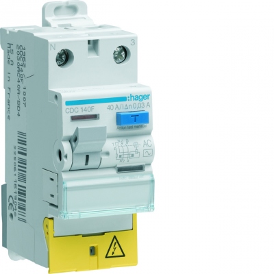 Interrupteur diff�rentiel Hager - 25A - 30 mA - 1 P�le + Neutre - Type AC - Vis / Vis