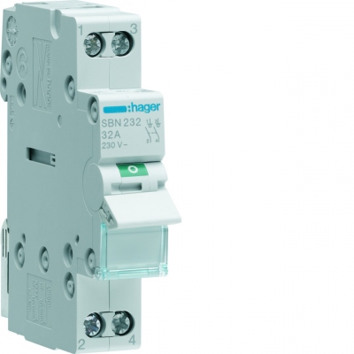 Interrupteur modulaire - 2 P�les - 32A - Hager SBN232
