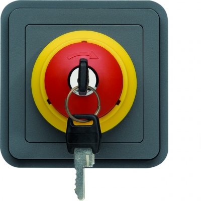 Arret d'urgence coup de poing � cl� Hager Cubyko composable