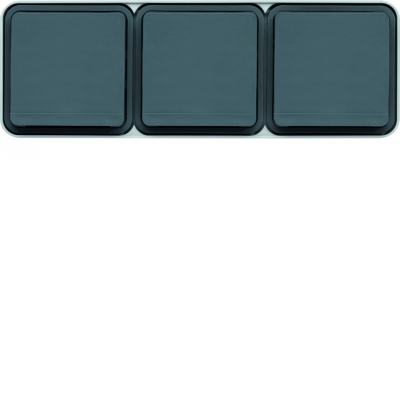 Prise de courant 2P+T triple horizontale 16A Hager Cubyko compl�te saillie grise