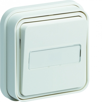 Bouton poussoir lumineux porte �tiquette NO 10A Hager Cubyko complet encastr� blanc