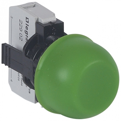 Bloc complet non lumineux � impulsion affleurant capuchonn� 1NO - Vert