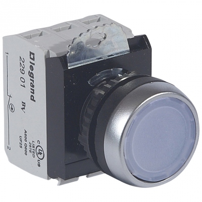 Bloc complet lumineux � impulsion 1NO + 1NF 12/24 Ac/Dc - Blanc