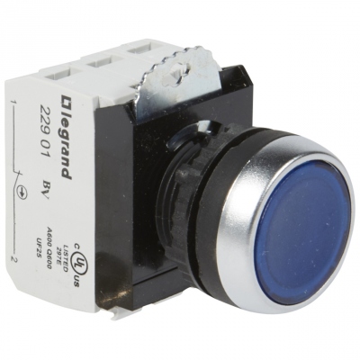 Bloc complet lumineux � impulsion 1NO + 1NF 12/24 Ac/Dc - Blanc