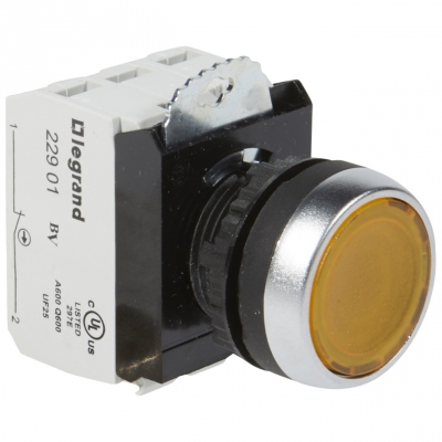 Bloc complet lumineux � impulsion 1NO + 1NF 12/24 Ac/Dc - Jaune