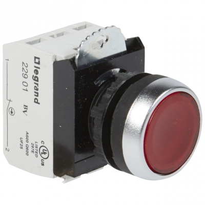 Bloc complet lumineux � impulsion 1NO + 1NF 230V - Rouge