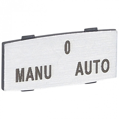 Etiquette Legrand Osmoz aluminium avec texte MANU 0 AUTO - Petit mod�le