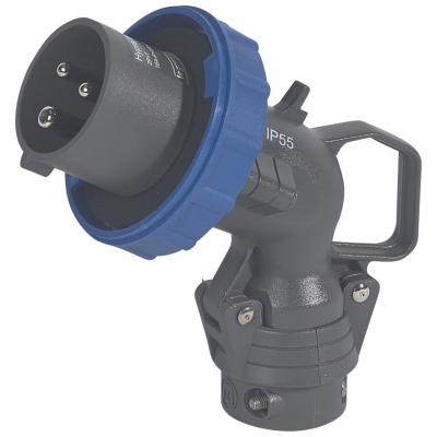 Fiche coud�e - M�le - 16 Amp�res - 2P+T - IP55 - Bleu - Legrand Hypra 051106