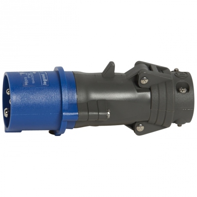 Fiche droite male 16 Amp�res 2P+T IP44 bleu - Legrand Hypra 052042
