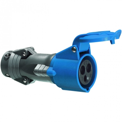 Prise droite femelle 16 Amp�res 2P+T IP44 bleu - Legrand Hypra 52082