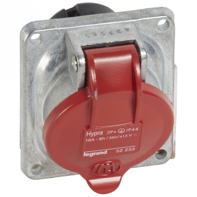 Prise tableau - 16 Amp�res - 3P+T - IP44 - rouge - Legrand Hypra 52233
