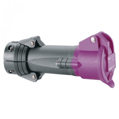 Prise droite femelle 16 Amp�res 2P IP44 mauve - Legrand Hypra TBT 52461