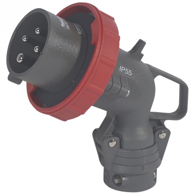 Fiche coud�e male 32 Amp�res 3P+N+T IP55 rouge - Legrand Hypra 53011