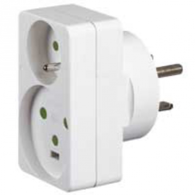 Adaptateur 2P+T - 1 fiche 16A et 1 fiche 20A sur prise 32A