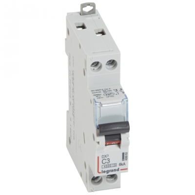 Disjoncteur 3A 6kA courbe C phase neutre Legrand DX3 Vis / vis