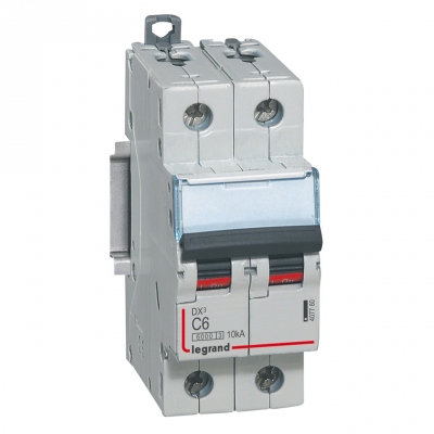 Disjoncteur 6A 10kA phase neutre courbe C Legrand DX3 Vis / Vis